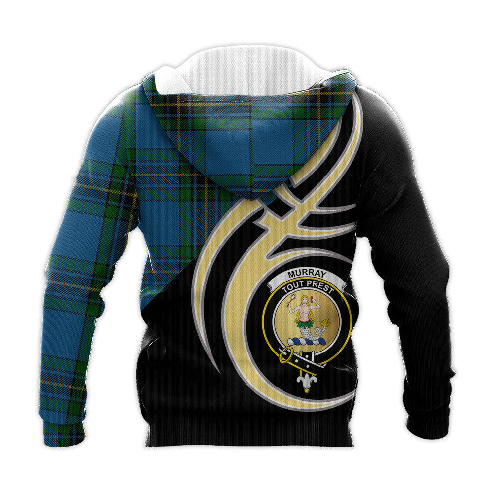 Printivon Murray Of Elibank Clan Believe In Me Crest Tartan Knitted Hoodie Custom Your Text