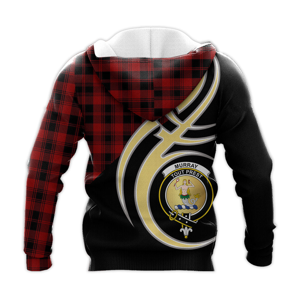 Printivon Murray Of Ochtertyre Clan Believe In Me Crest Tartan Knitted Hoodie Custom Your Text