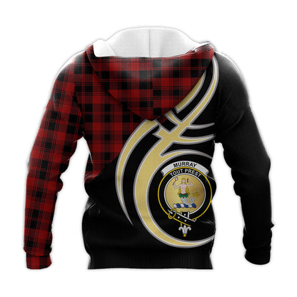 Printivon Murray Of Ochtertyre Clan Believe In Me Crest Tartan Knitted Hoodie Custom Your Text