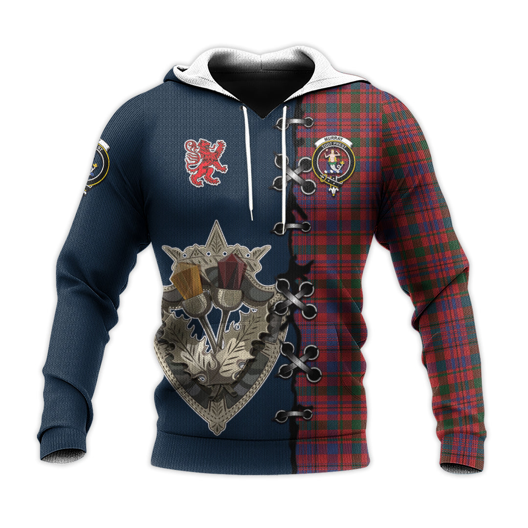 Printivon Murray Of Tullibardine Tartan Hoodie Lion Rampant And Celtic Thistle Style