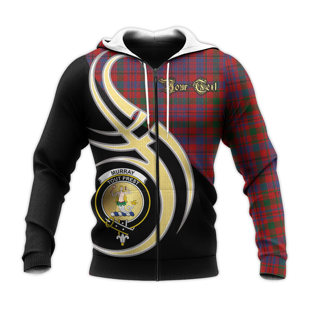 Printivon Murray Of Tullibardine Clan Believe In Me Crest Tartan Knitted Hoodie Custom Your Text