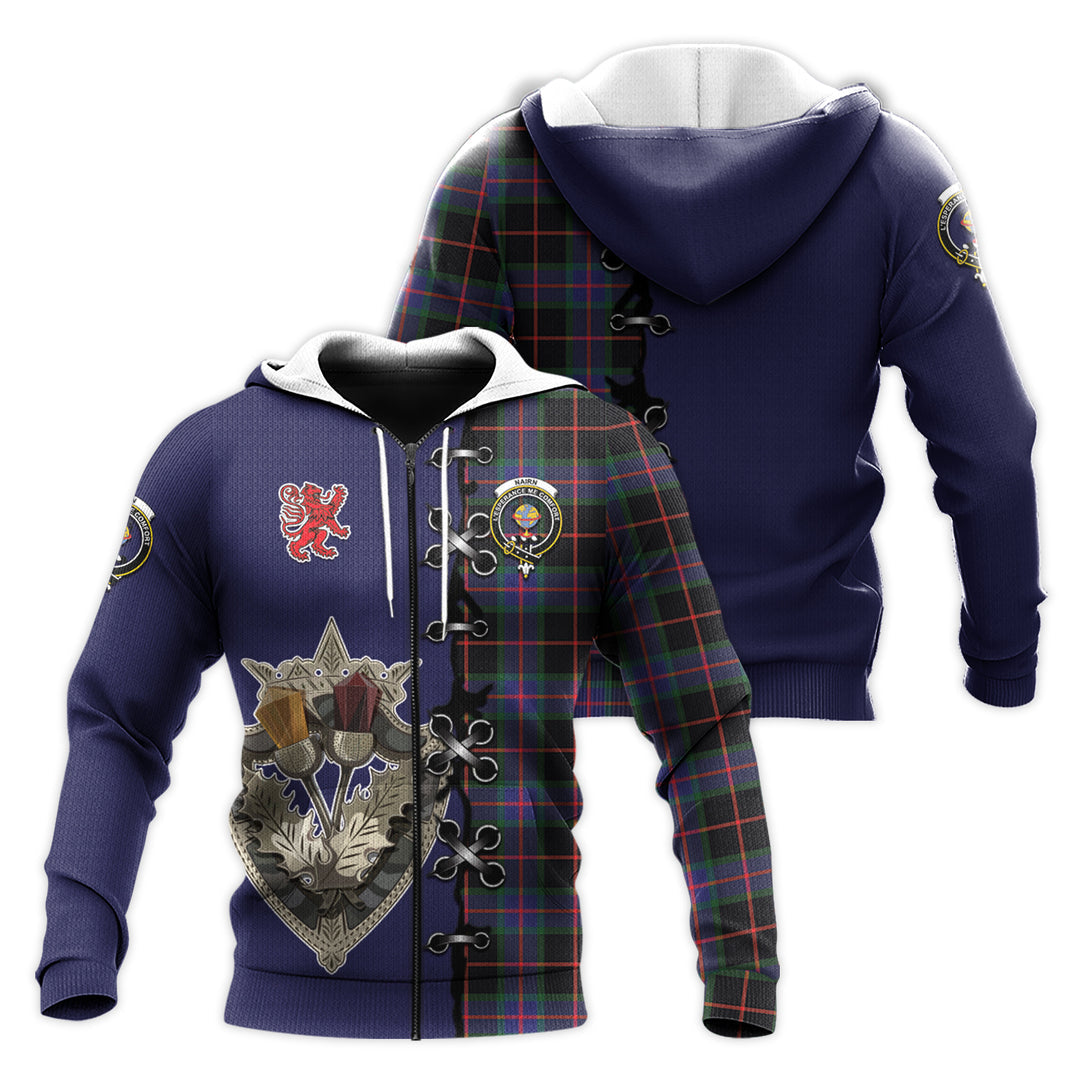 Printivon Nairn Tartan Hoodie Lion Rampant And Celtic Thistle Style