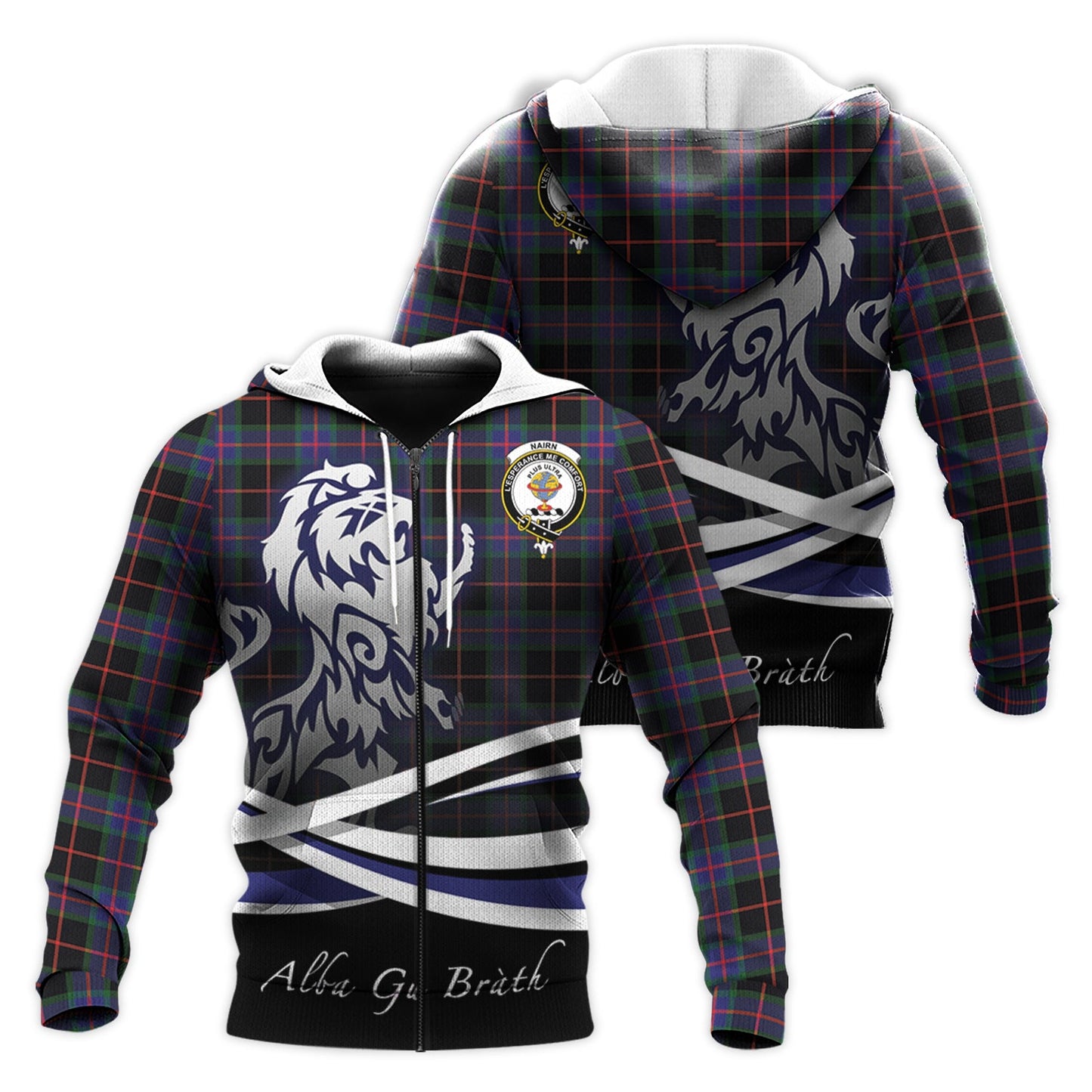 Printivon Nairn Tartan Scottish Lion Hoodie
