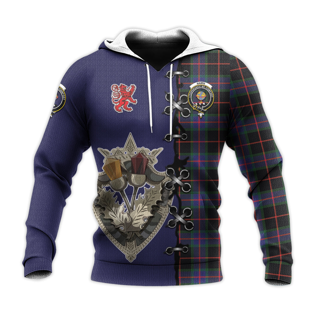 Printivon Nairn Tartan Hoodie Lion Rampant And Celtic Thistle Style