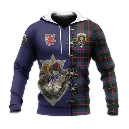 Printivon Nairn Tartan Hoodie Lion Rampant And Celtic Thistle Style