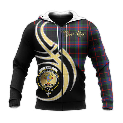 Printivon Nairn Clan Believe In Me Crest Tartan Knitted Hoodie Custom Your Text