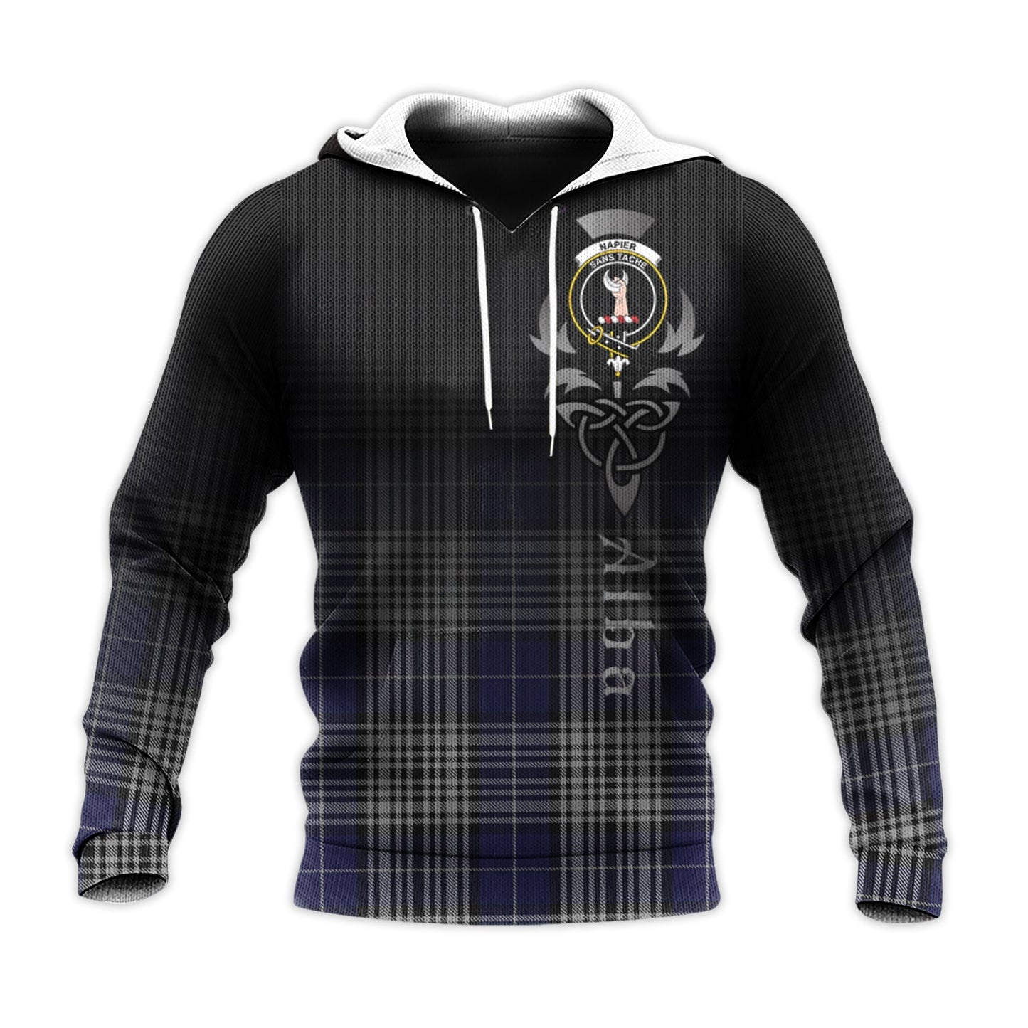 Printivon Napier Tartan Crest Alba Celtic Hoodie