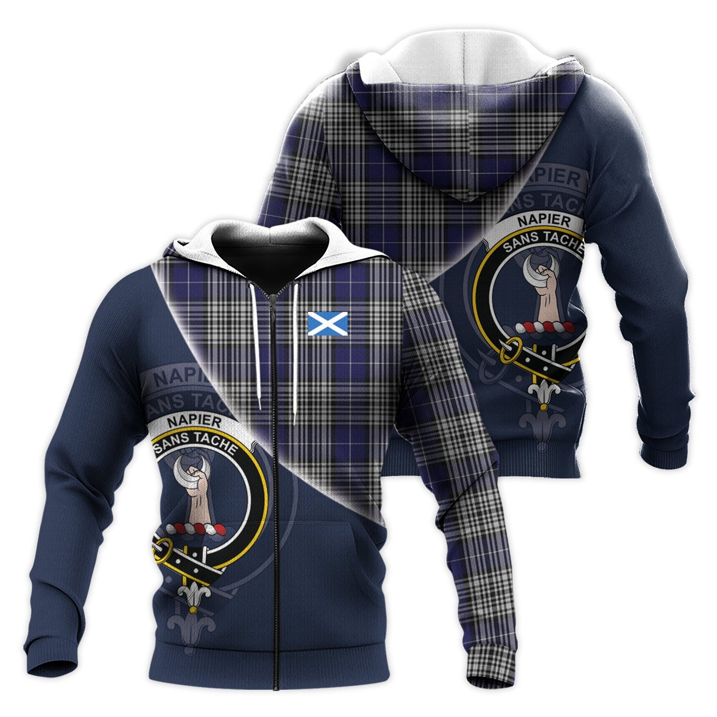Printivon Napier Tartan Scottish Crest Hoodie