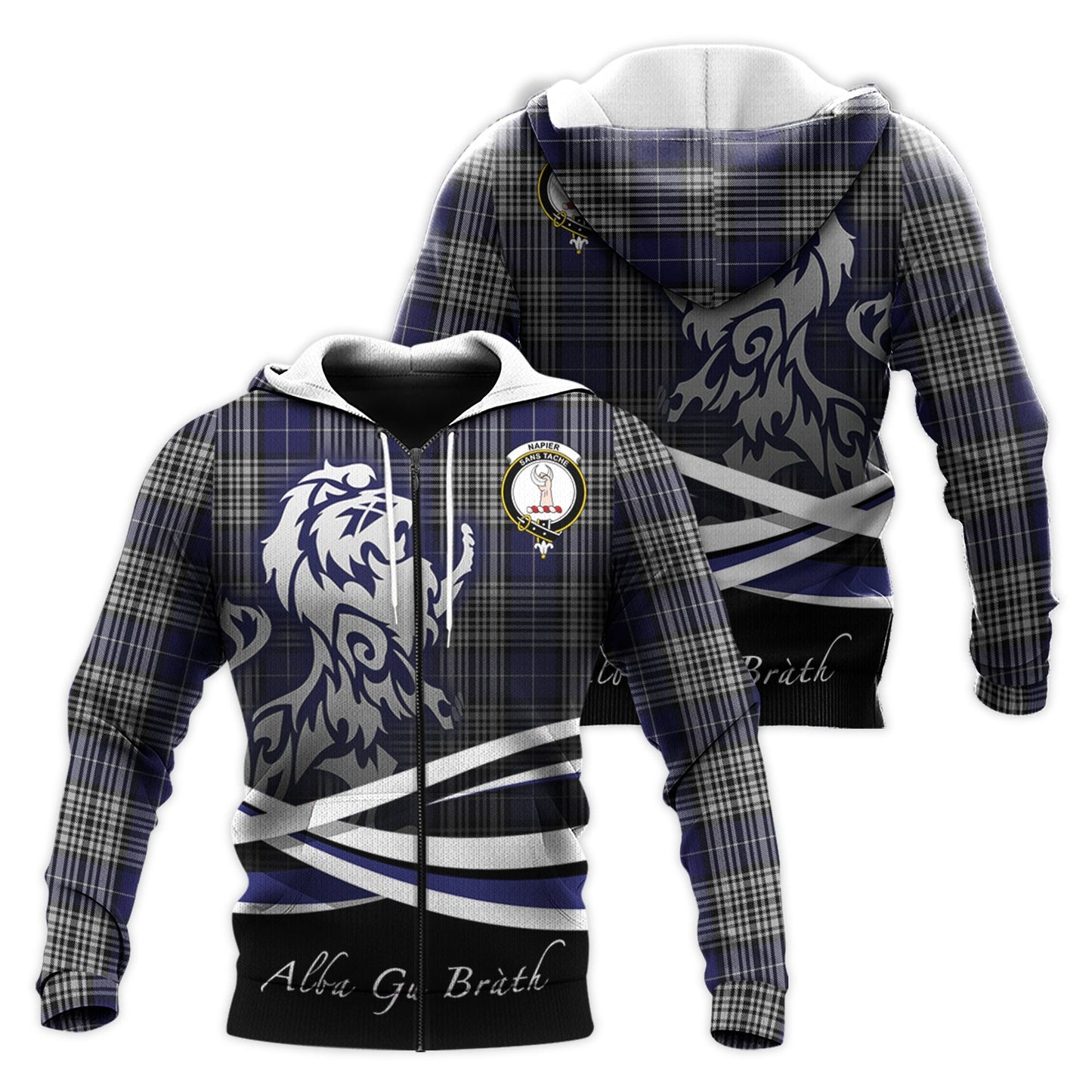 Printivon Napier Tartan Scottish Lion Hoodie