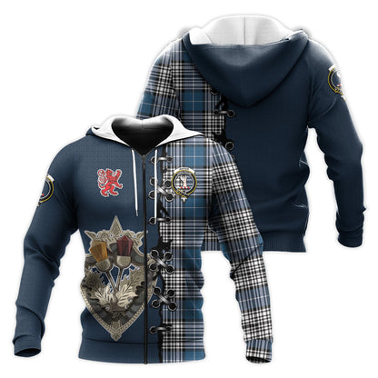 Printivon Napier Modern Tartan Hoodie Lion Rampant And Celtic Thistle Style