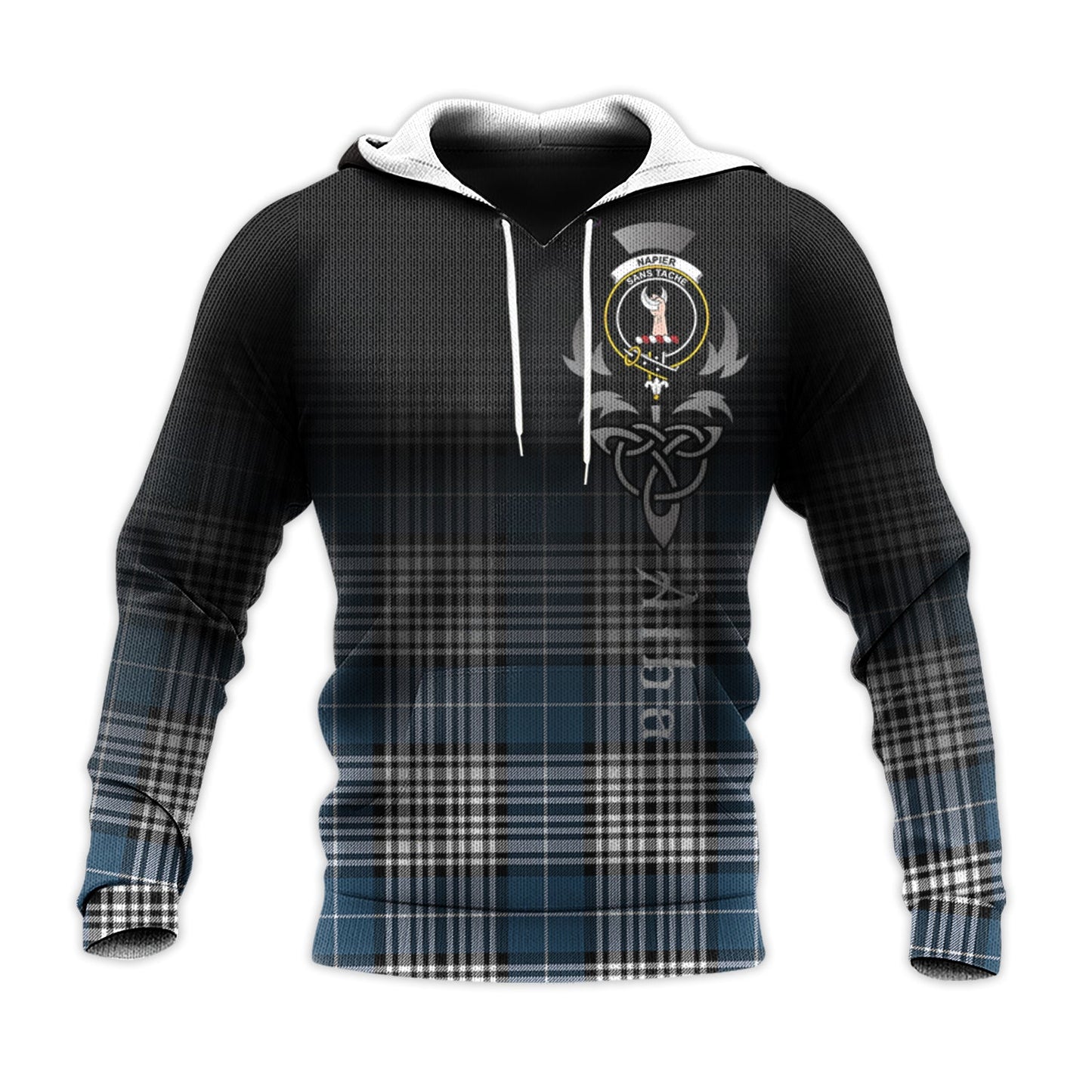 Printivon Napier Modern Tartan Crest Alba Celtic Hoodie