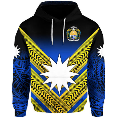 Nauru Polynesian Flag Hoodie Creative Style Gradient Blue