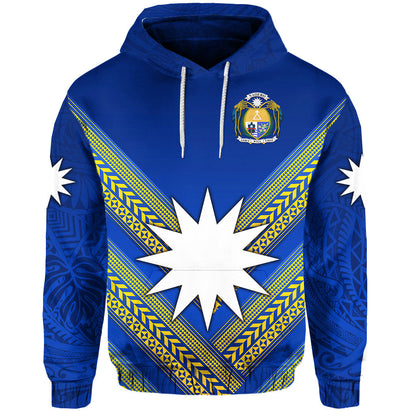 ( Personalised) Nauru Polynesian Flag Hoodie Creative Style Blue, Text And Number