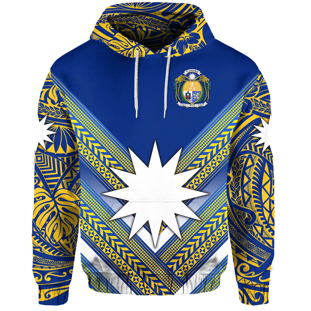 ( Personalised) Nauru Polynesian Flag Hoodie Creative Style Blue NO.1, Text And Number