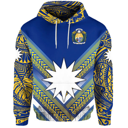 Nauru Polynesian Flag Hoodie Creative Style Blue NO.1