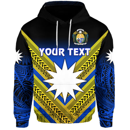 ( Personalised) Nauru Polynesian Flag Hoodie Creative Style Gradient Blue