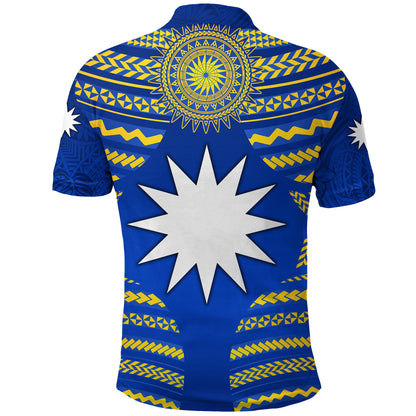 Custom Personalised Nauru Polynesian Flag Polo Shirt Creative Style - Blue