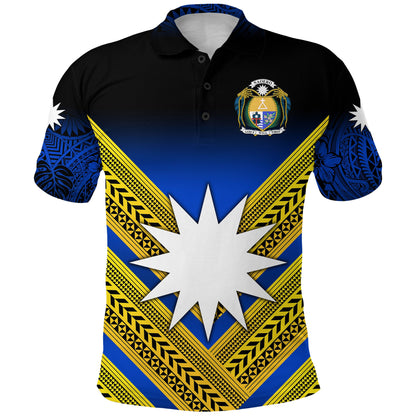 Nauru Polynesian Flag Polo Shirt Creative Style - Gradient Blue