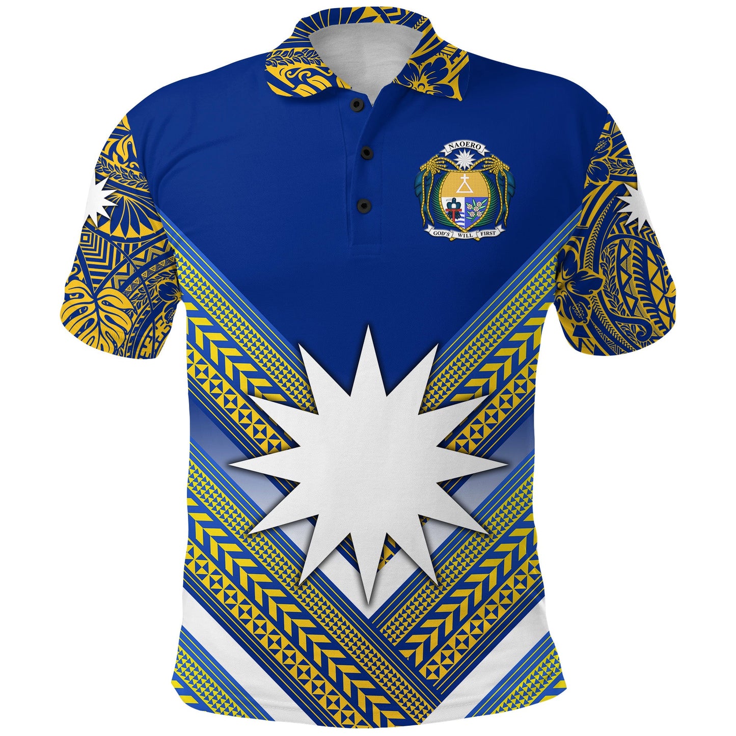 Nauru Polynesian Flag Polo Shirt Creative Style - Blue NO.1