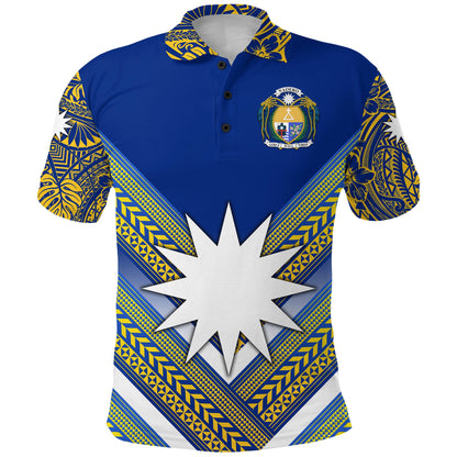 Nauru Polynesian Flag Polo Shirt Creative Style - Blue NO.1