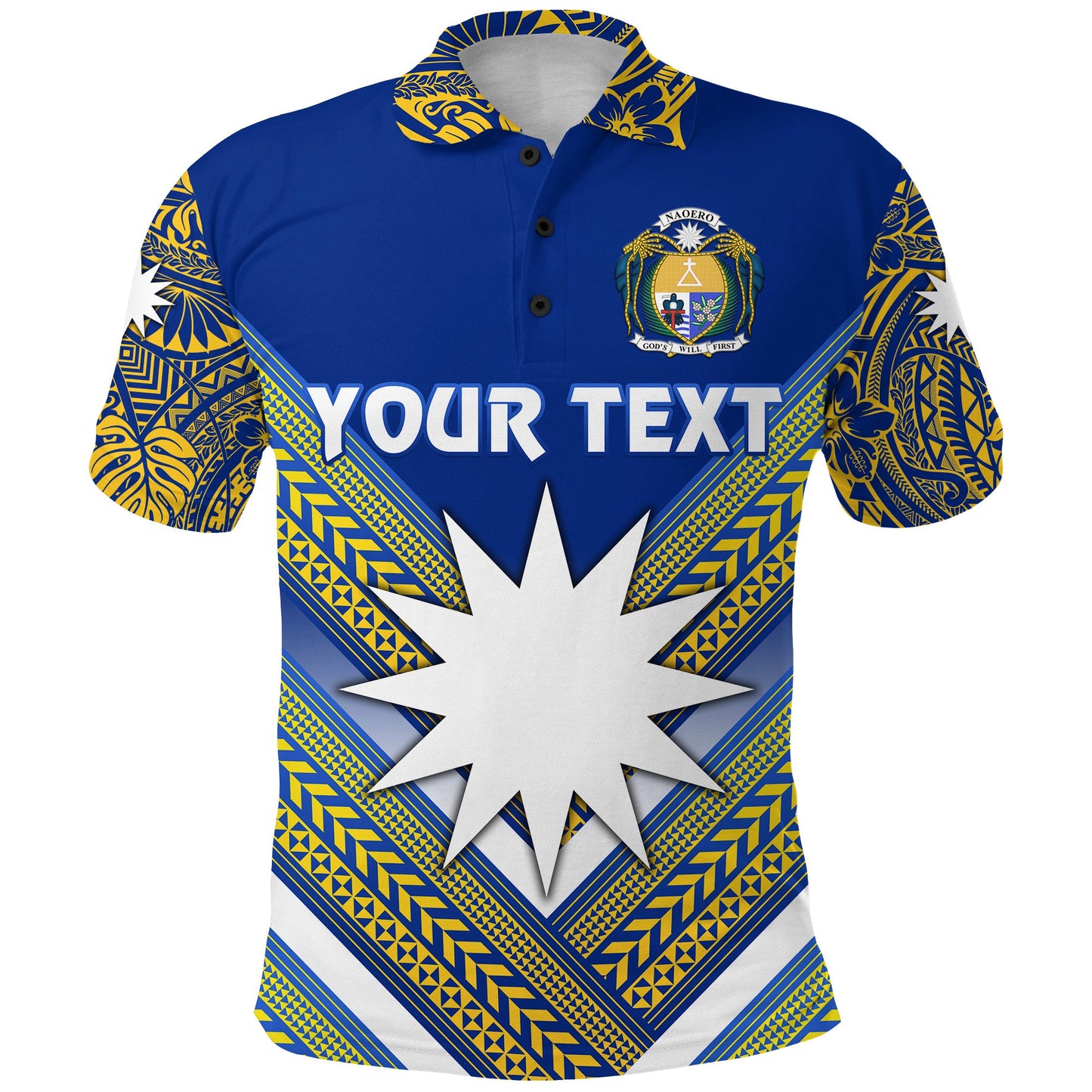 Custom Personalised Nauru Polynesian Flag Polo Shirt Creative Style - Blue NO.1