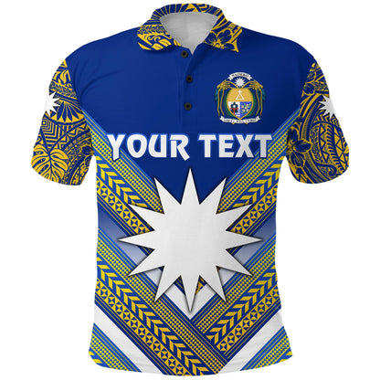Custom Personalised Nauru Polynesian Flag Polo Shirt Creative Style - Blue NO.1