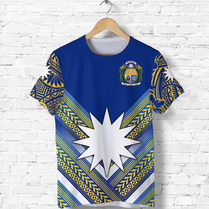 Nauru Polynesian Flag T Shirt Creative Style Blue NO.1