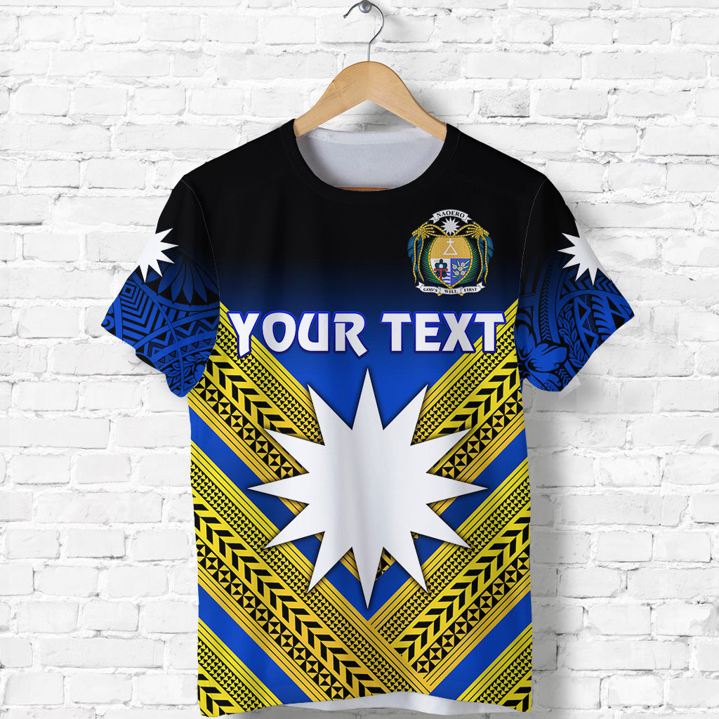 (Custom Personalised) Nauru Polynesian Flag T Shirt Creative Style Gradient Blue