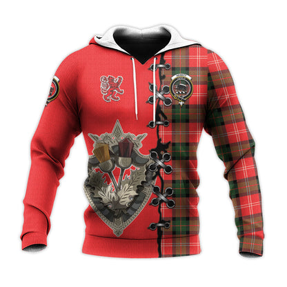 Printivon Nesbitt Modern Tartan Hoodie Lion Rampant And Celtic Thistle Style