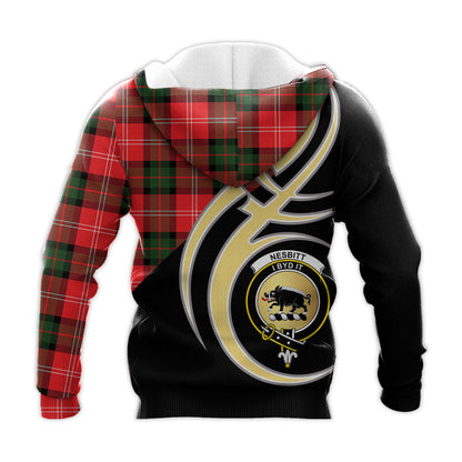 Printivon Nesbitt Modern Clan Believe In Me Crest Tartan Knitted Hoodie Custom Your Text