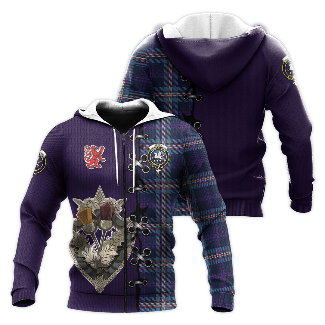 Printivon Nevoy Tartan Hoodie Lion Rampant And Celtic Thistle Style