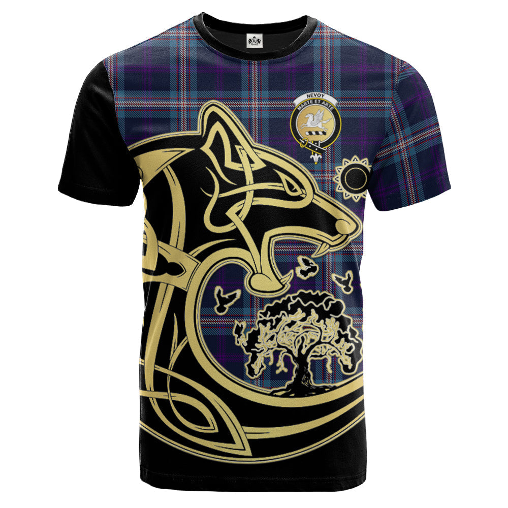 Printivon Nevoy Crest Celtic Wolf Tartan T Shirt Custom Your Text