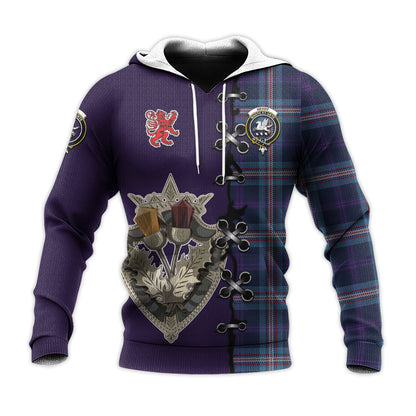 Printivon Nevoy Tartan Hoodie Lion Rampant And Celtic Thistle Style