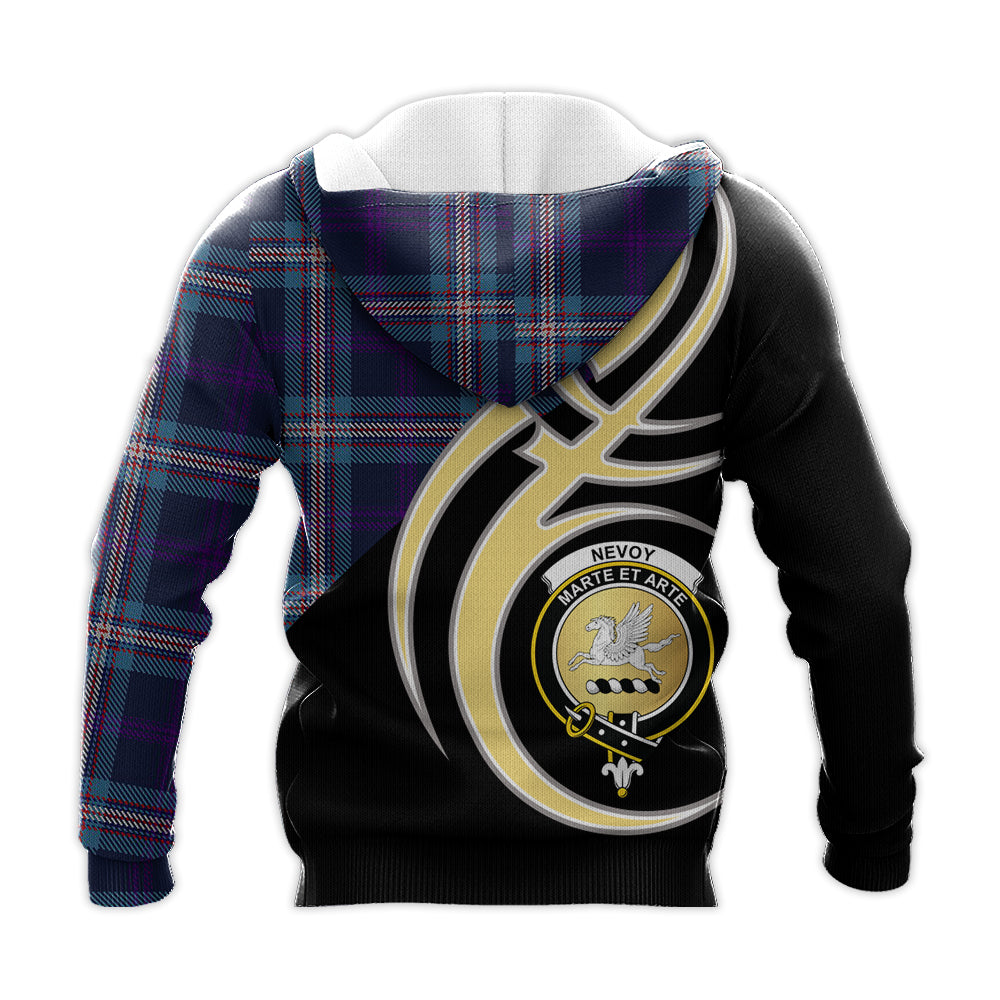 Printivon Nevoy Clan Believe In Me Crest Tartan Knitted Hoodie Custom Your Text
