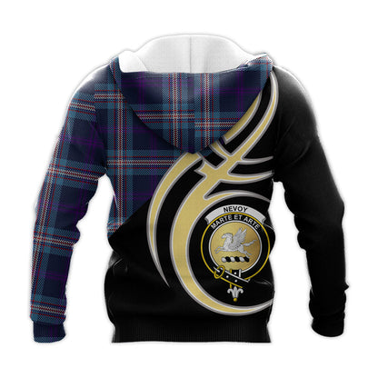 Printivon Nevoy Clan Believe In Me Crest Tartan Knitted Hoodie Custom Your Text