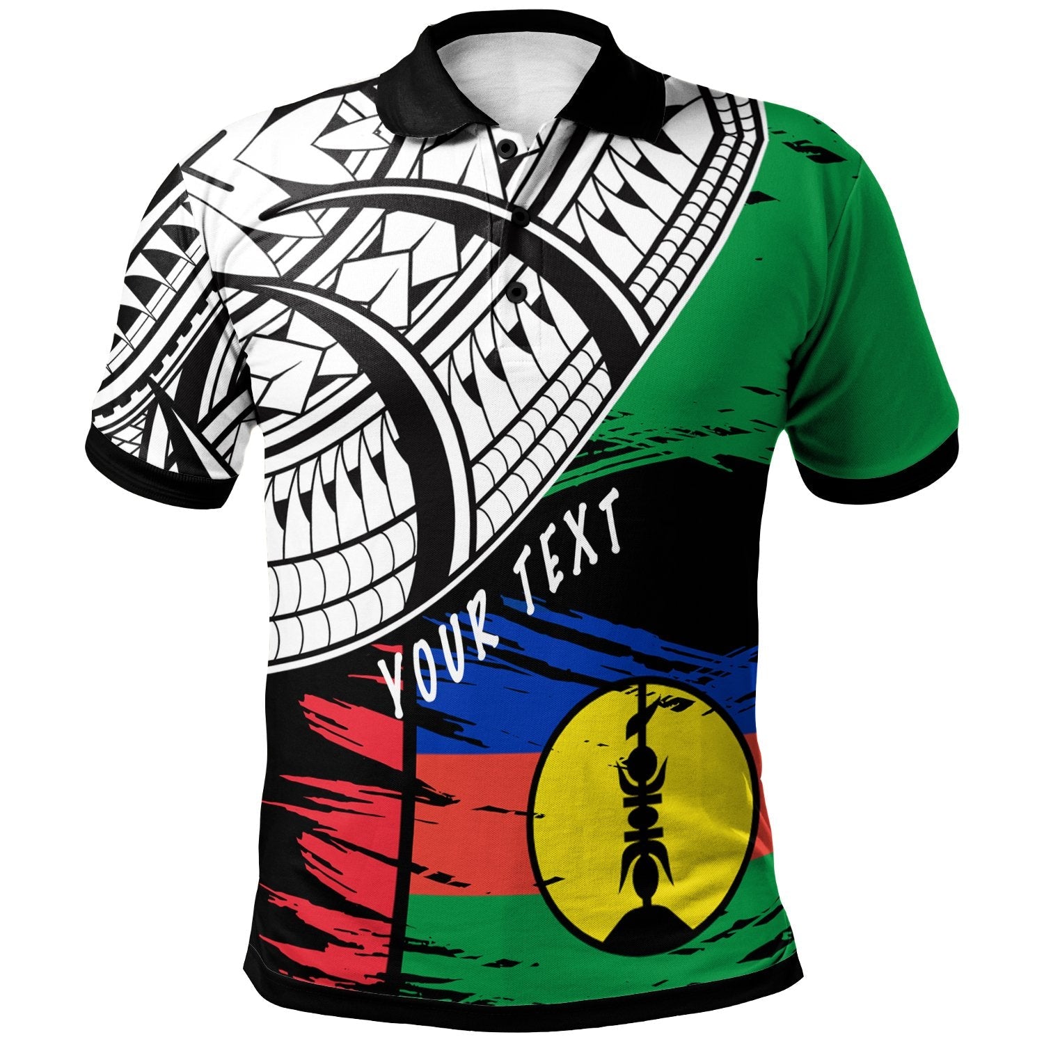 New Caledonia Custom Personalised Polo Shirt - New Caledonia Flag Style With Claw Pettern