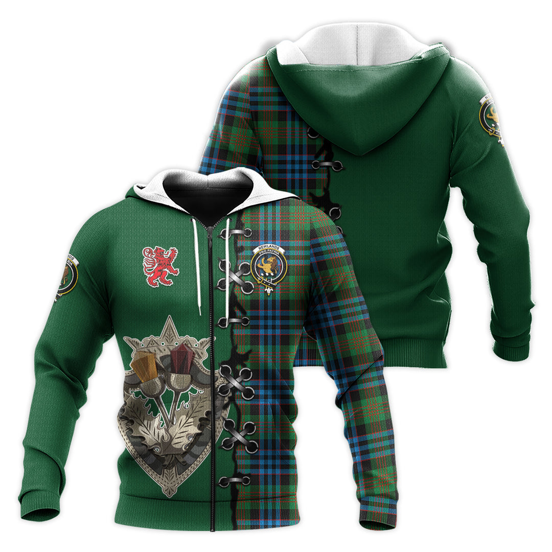 Printivon Newlands Of Lauriston Tartan Hoodie Lion Rampant And Celtic Thistle Style