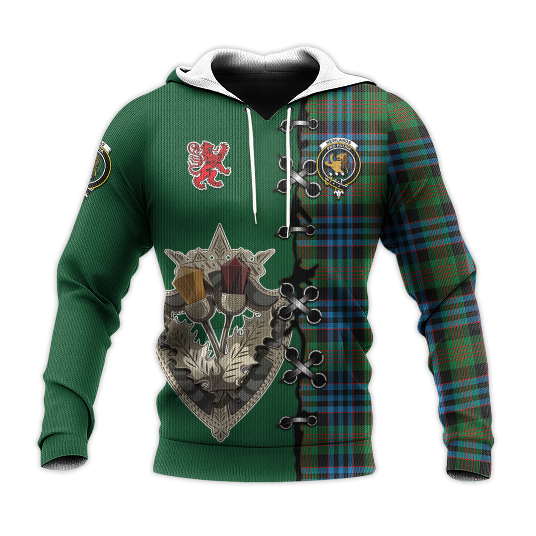 Printivon Newlands Of Lauriston Tartan Hoodie Lion Rampant And Celtic Thistle Style