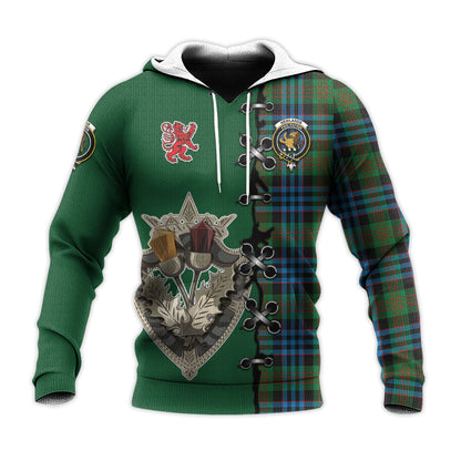 Printivon Newlands Of Lauriston Tartan Hoodie Lion Rampant And Celtic Thistle Style