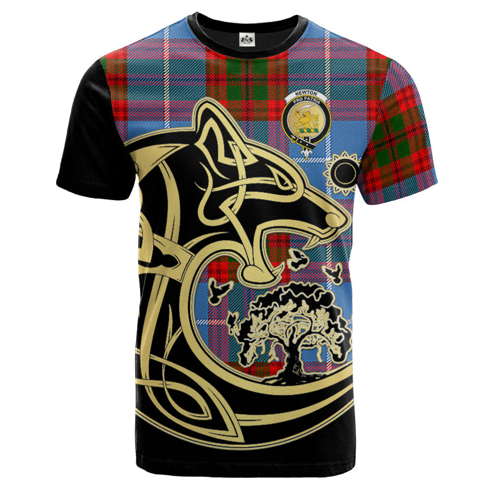 Printivon Newton Crest Celtic Wolf Tartan T Shirt Custom Your Text