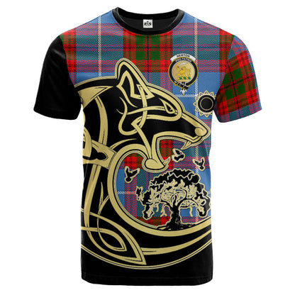 Printivon Newton Crest Celtic Wolf Tartan T Shirt Custom Your Text