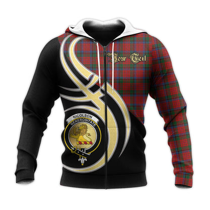 Printivon Nicolson Clan Believe In Me Crest Tartan Knitted Hoodie Custom Your Text