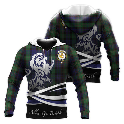 Printivon Nicolson Green Hunting Tartan Scottish Lion Hoodie