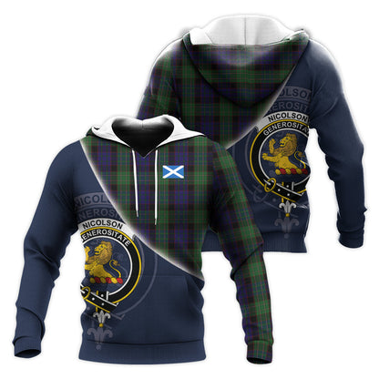 Printivon Nicolson Green Hunting Tartan Scottish Crest Hoodie