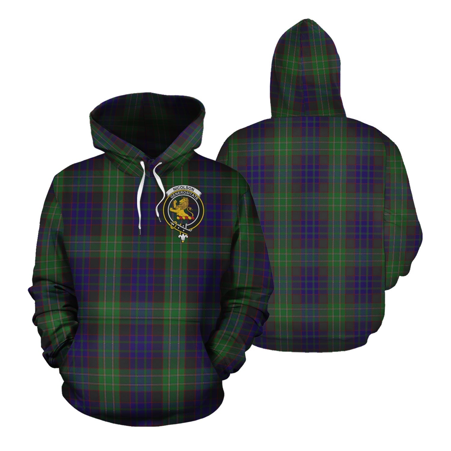 Printivon Nicolson Green Hunting Tartan Hoodie