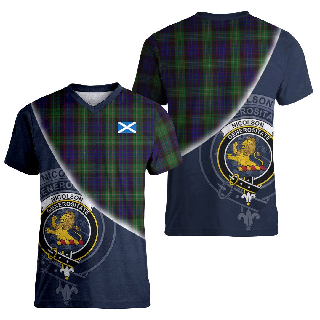 Printivon Nicolson Green Hunting Tartan Scottish Crest T Shirt