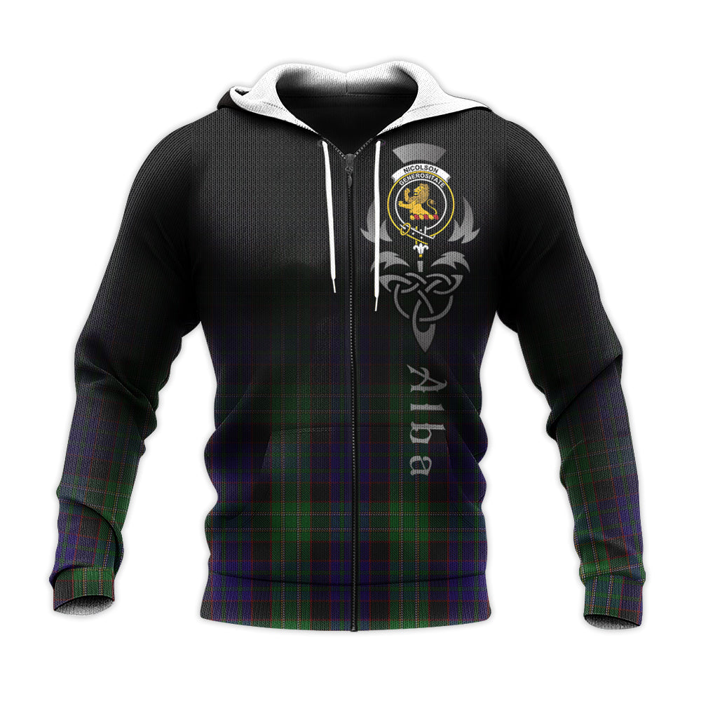 Printivon Nicolson Green Hunting Tartan Crest Alba Celtic Hoodie