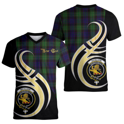 Printivon Nicolson Green Hunting Tartan Crest Believe In Me T Shirt