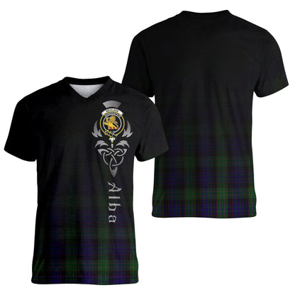 Printivon Nicolson Green Hunting Tartan Crest Alba Celtic T Shirt