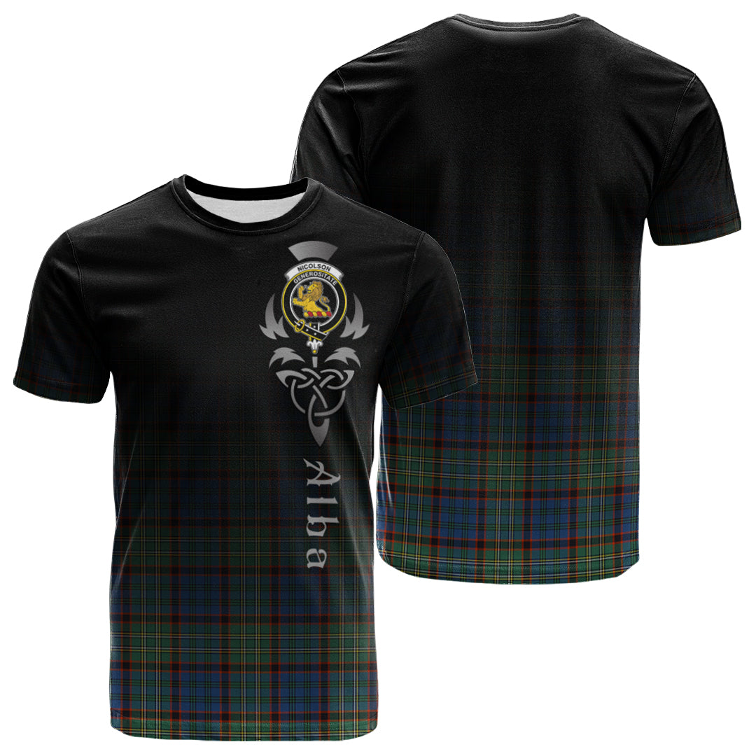Printivon Nicolson Hunting Ancient Tartan Crest Alba Celtic T Shirt
